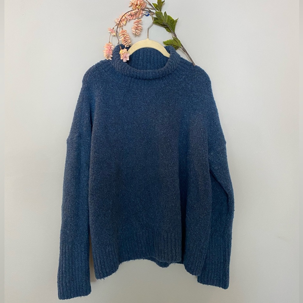 Rachel Zoe | Wool blend Sweater | Navy blue sweater | Cowl | Alpaca blend